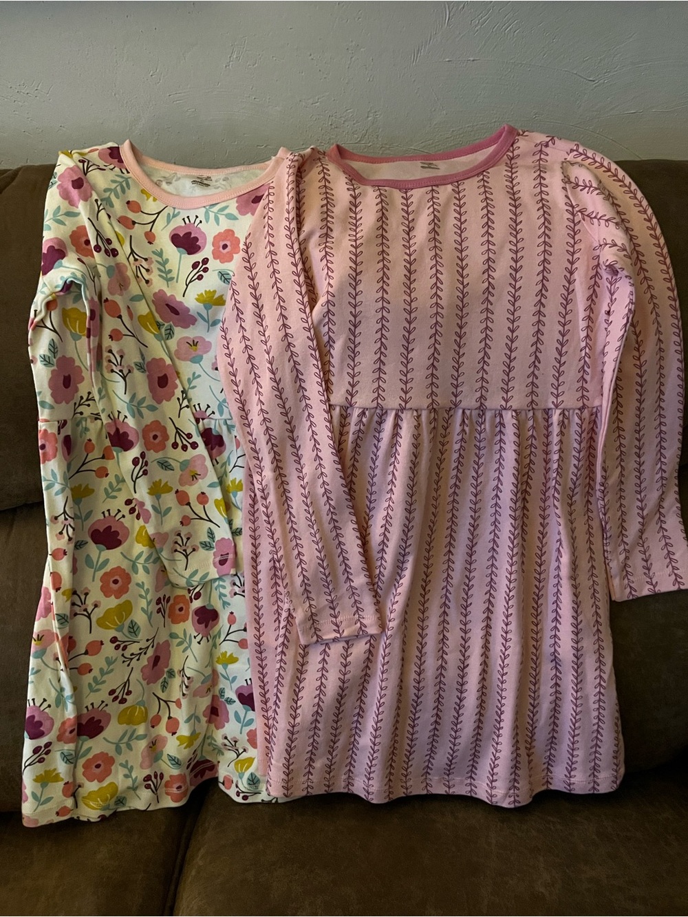 Girls Long-Sleeve Casual Dresses - Set of 2 - Pink, Yellow & Mauve